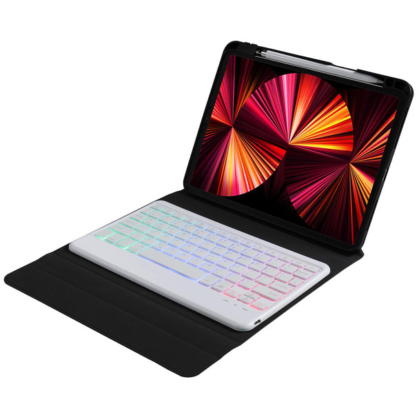 B011S Splittable Backlight Bluetooth Keyboard Leatherette Tablet Case with Triangle Holder & Pen Slot For iPad Pro 11 inch 2021 & 2020 & 2018 / Air 4 10.9 inch(Gradient Rainbow)