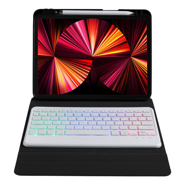 B011S Splittable Backlight Bluetooth Keyboard Leatherette Tablet Case with Triangle Holder & Pen Slot For iPad Pro 11 inch 2021 & 2020 & 2018 / Air 4 10.9 inch(Gradient Rainbow)