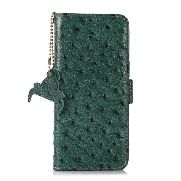 For Samsung Galaxy A04 4G Ostrich Pattern Genuine Leatherette RFID Phone Case(Green)