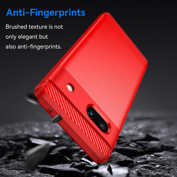 For Googel Pixel 7a Brushed Texture Carbon Fiber TPU Phone Case(Red)