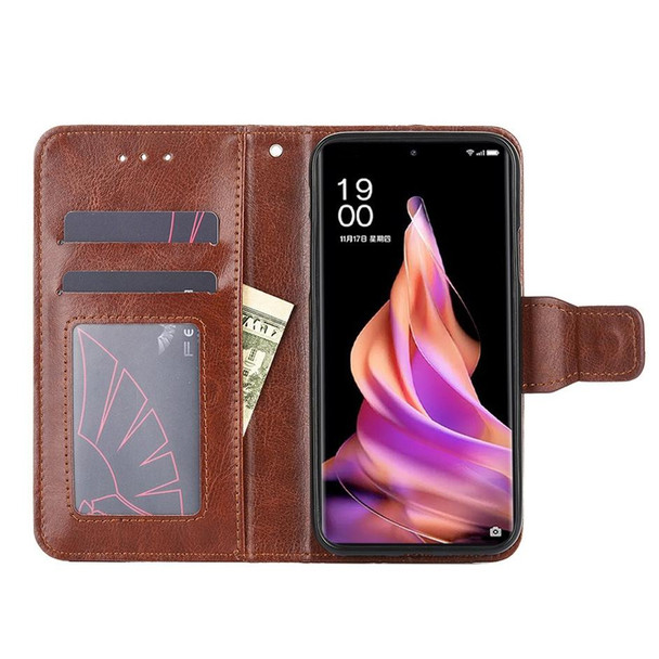 For Realme 10 Pro+ 5G Crystal Texture Leatherette Phone Case(Brown)