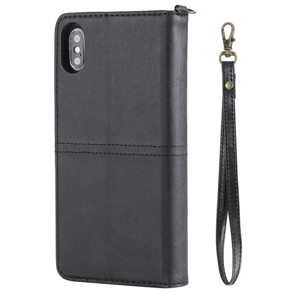 iPhone XS Max Multifunctional Detachable Magnetic Horizontal Flip Leather Case with Card Slots & Holder & Wallet & Photo Frame(Black)