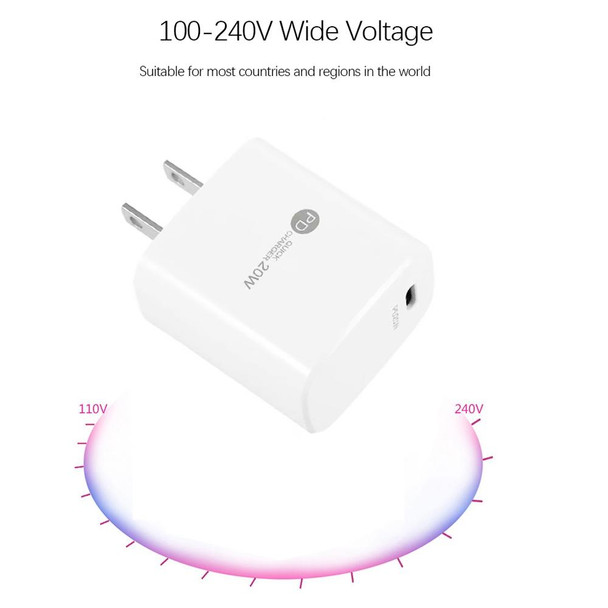 PD11 Mini Single Port PD3.0 USB-C / Type-C 20W Fast Charger for iPhone / iPad Series, US Plug(White)