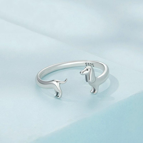 SCR894 Sterling Silver S925 Dachshund Cute Open Ring