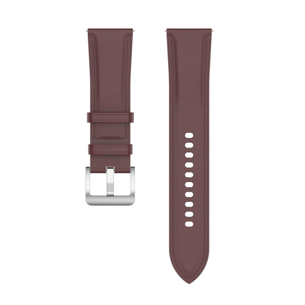 For Huawei Watch Buds/Xiaomi Watch S2 22mm Genuine Leatherette Watch Band(Dark Brown)