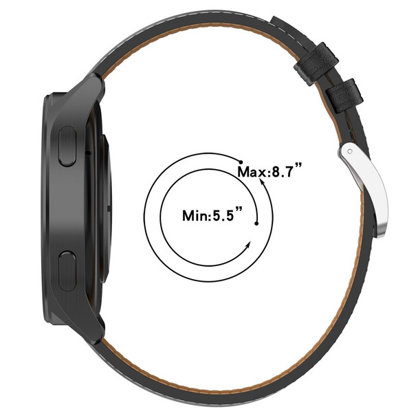 For Huawei Watch Buds/Xiaomi Watch S2 22mm Genuine Leatherette Watch Band(Dark Brown)