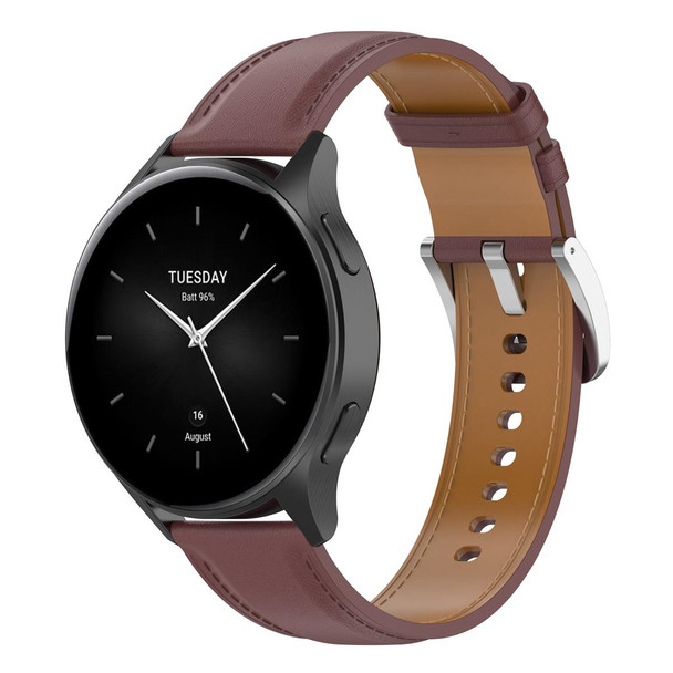 For Huawei Watch Buds/Xiaomi Watch S2 22mm Genuine Leatherette Watch Band(Dark Brown)