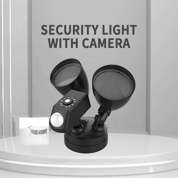 20W LED Smart Sensor Outdoor Floodlight with 1080P Security Camera, 5000K White Light (Black)