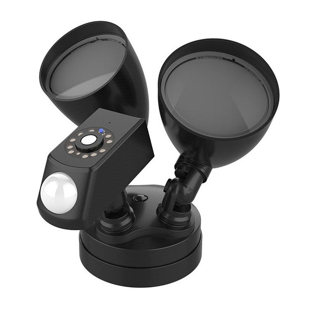 20W LED Smart Sensor Outdoor Floodlight with 1080P Security Camera, 3000K Warm Light (Black)