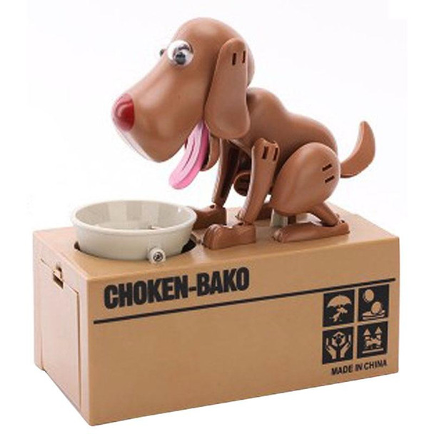 Creative Cartoon Edacious Puppy Automatic Money Eating Coin Saving Box, Light Brown Dog