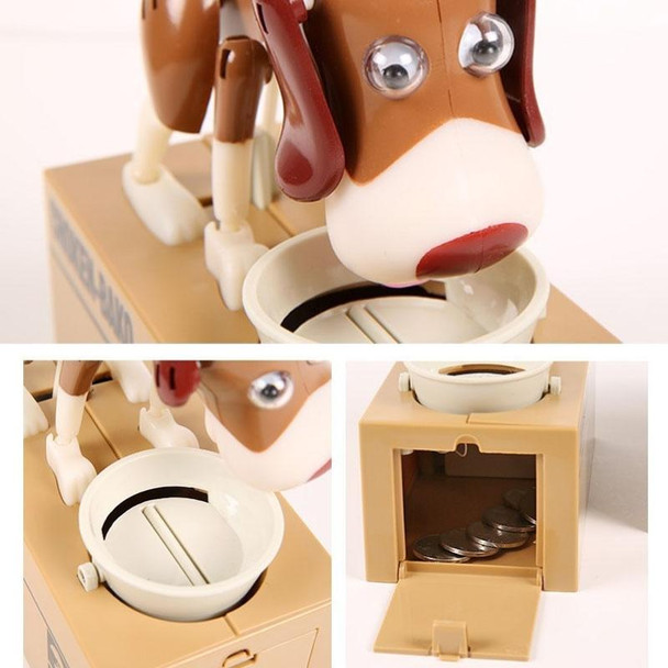 Creative Cartoon Edacious Puppy Automatic Money Eating Coin Saving Box, Light Brown Dog