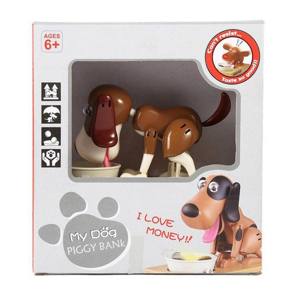 Creative Cartoon Edacious Puppy Automatic Money Eating Coin Saving Box, Light Brown Dog