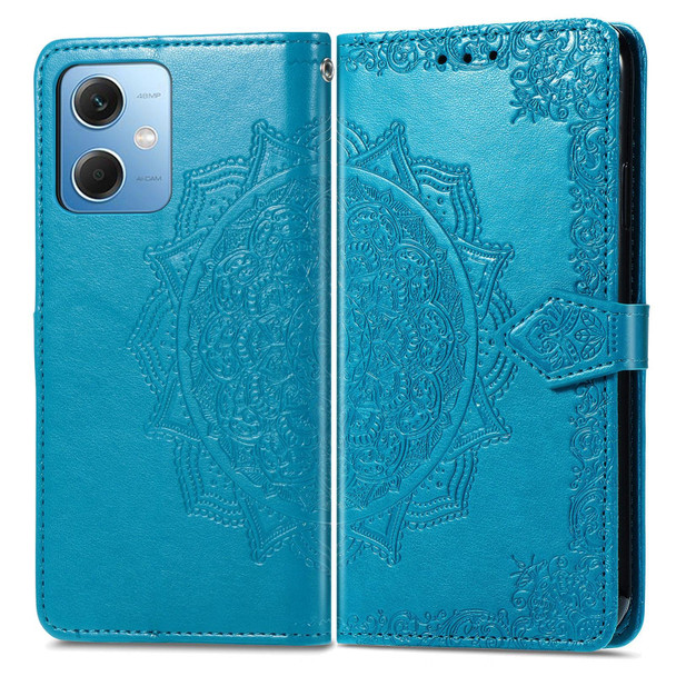 For Xiaomi Redmi Note 12 5G Mandala Flower Embossed Leather Phone Case(Blue)