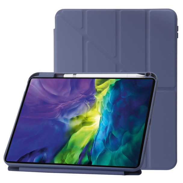 For iPad 10th Gen 10.9 2022 Deformation Transparent Acrylic Leatherette Tablet Case(Lavender Grey)