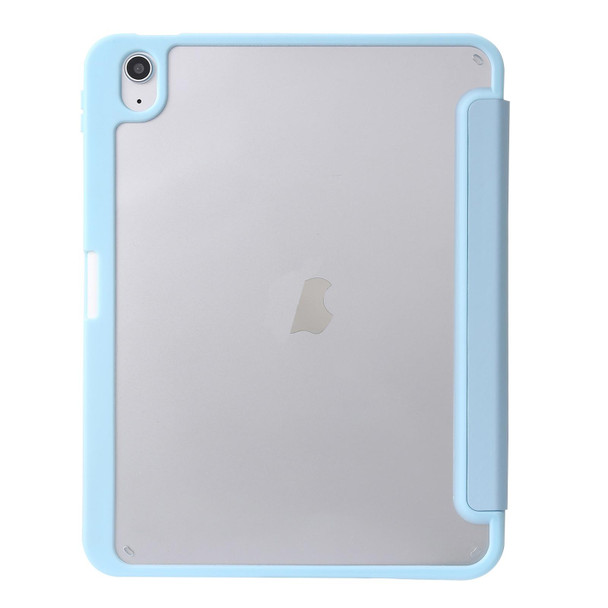 For iPad 10th Gen 10.9 2022 Deformation Transparent Acrylic Leatherette Tablet Case(Sky Blue)