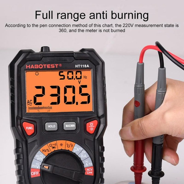 HABOTEST HT118A Handheld Double Backlight High-precision Automatic Digital Multimeter