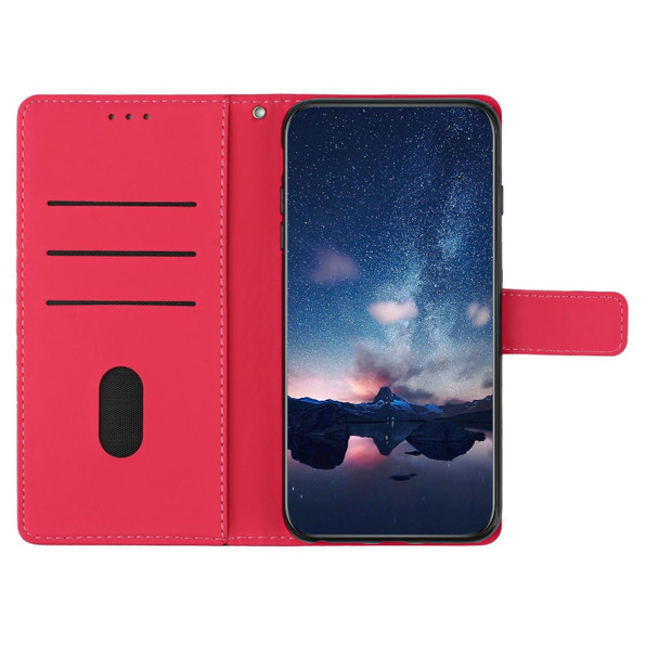 For Samsung Galaxy A14 5G Diamond Embossed Skin Feel Leatherette Phone Case with Lanyard(Red)