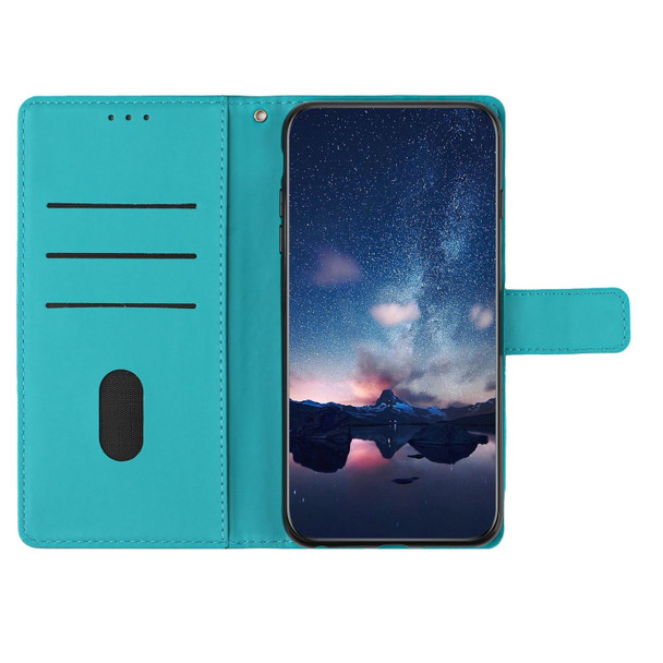 For Samsung Galaxy Note10+ Diamond Embossed Skin Feel Leatherette Phone Case with Lanyard(Blue)