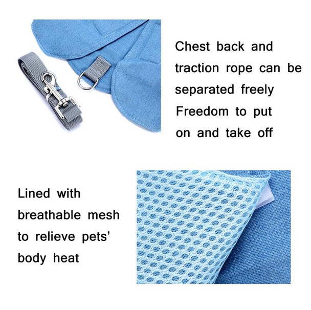 Anti-Leakage Breathable Small Dog Chest Harness Traction Rope, Size: S(Cowboy Blue)