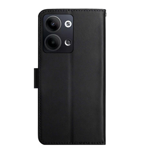 For OPPO Reno9 / Reno9 Pro HT02 Genuine Leatherette Fingerprint-proof Flip Phone Case(Black)