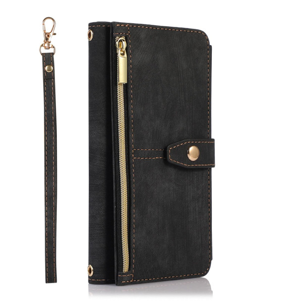 For iPhone XR Dream 9-Card Wallet Zipper Bag Leatherette Phone Case(Black)