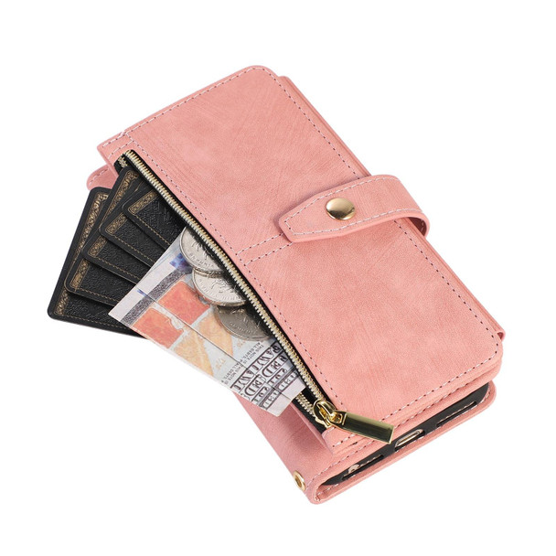 For iPhone SE 2022 / 2020 / 7 / 8 Dream 9-Card Wallet Zipper Bag Leatherette Phone Case(Pink)