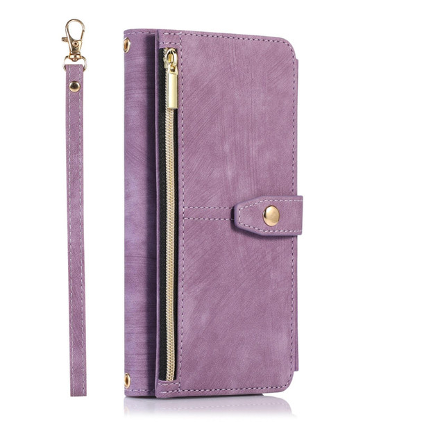 For iPhone 13 Pro Max Dream 9-Card Wallet Zipper Bag Leatherette Phone Case(Purple)