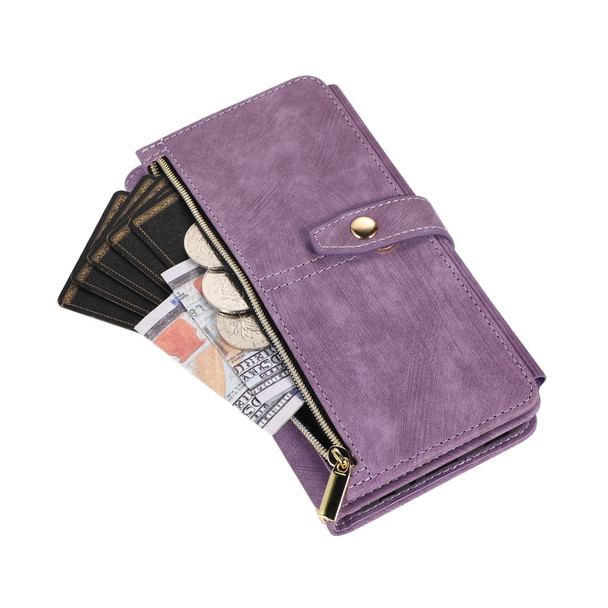 For Samsung Galaxy A52 4G / 5G Dream 9-Card Wallet Zipper Bag Leatherette Phone Case(Purple)