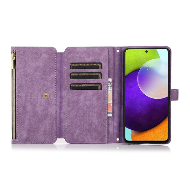 For Samsung Galaxy A52 4G / 5G Dream 9-Card Wallet Zipper Bag Leatherette Phone Case(Purple)