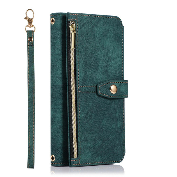 For Samsung Galaxy S10e Dream 9-Card Wallet Zipper Bag Leatherette Phone Case(Green)