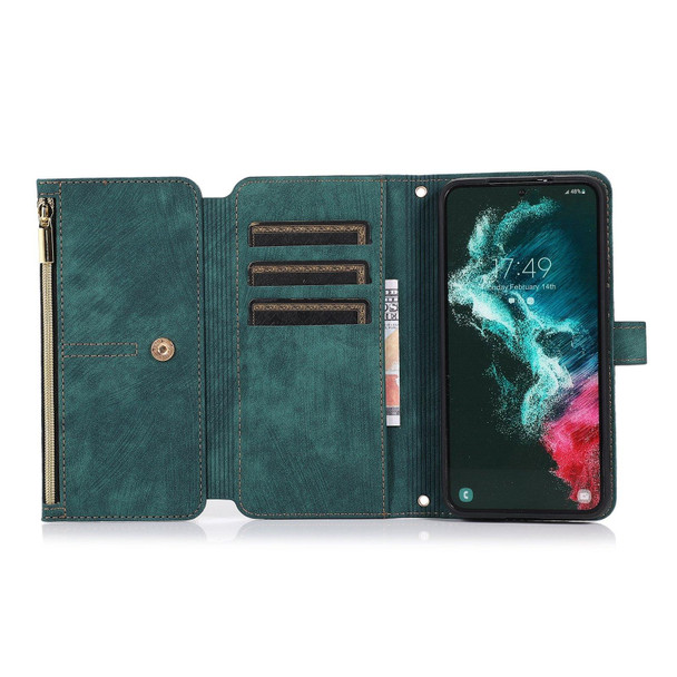 For Samsung Galaxy S22+ 5G Dream 9-Card Wallet Zipper Bag Leatherette Phone Case(Green)