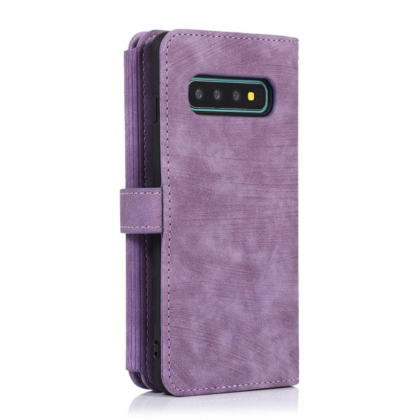 For Samsung Galaxy S10 Dream 9-Card Wallet Zipper Bag Leatherette Phone Case(Purple)