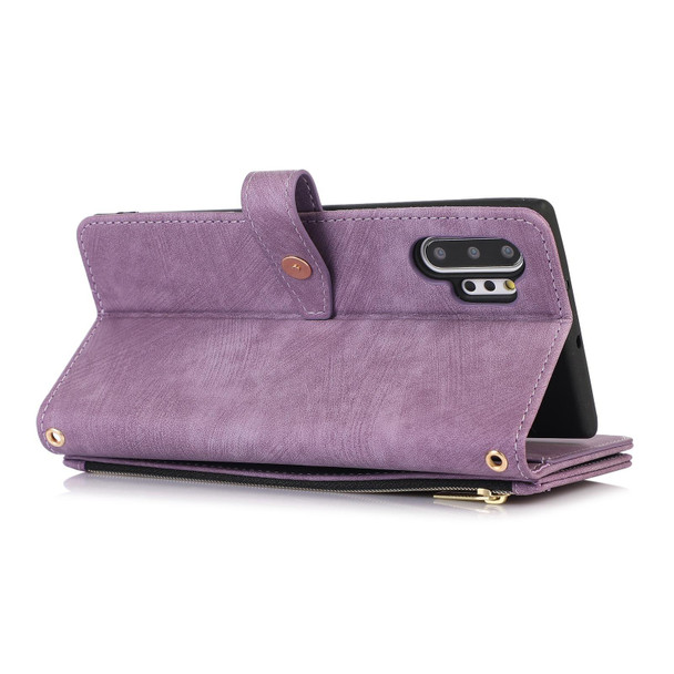 For Samsung Galaxy Note10+ Dream 9-Card Wallet Zipper Bag Leatherette Phone Case(Purple)