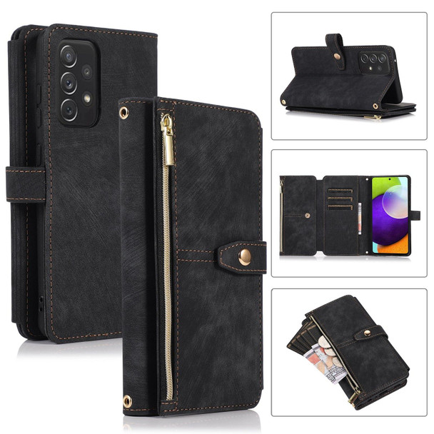 For Samsung Galaxy A52 4G / 5G Dream 9-Card Wallet Zipper Bag Leatherette Phone Case(Black)