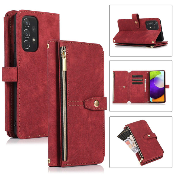 For Samsung Galaxy A52 4G / 5G Dream 9-Card Wallet Zipper Bag Leatherette Phone Case(Red)
