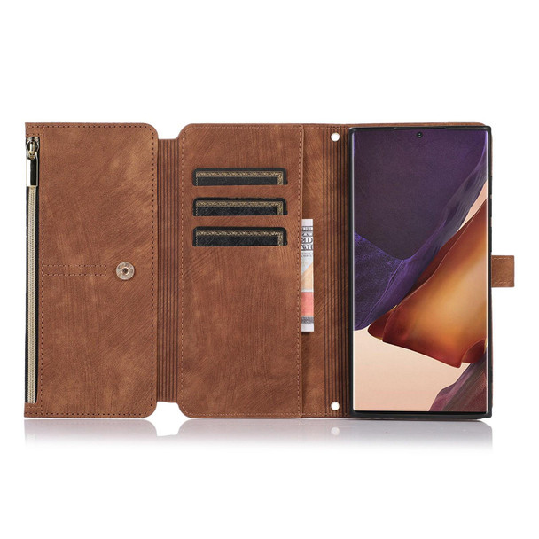 For Samsung Galaxy Note20 Dream 9-Card Wallet Zipper Bag Leatherette Phone Case(Brown)