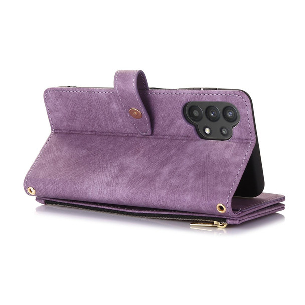 For Samsung Galaxy A32 4G Dream 9-Card Wallet Zipper Bag Leatherette Phone Case(Purple)