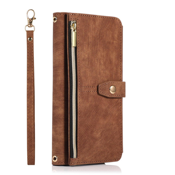 For Samsung Galaxy A52 4G / 5G Dream 9-Card Wallet Zipper Bag Leatherette Phone Case(Brown)