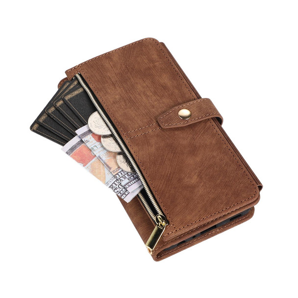 For Samsung Galaxy A52 4G / 5G Dream 9-Card Wallet Zipper Bag Leatherette Phone Case(Brown)