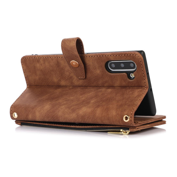 For Samsung Galaxy Note10 Dream 9-Card Wallet Zipper Bag Leatherette Phone Case(Brown)