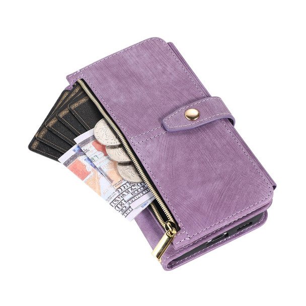 For Samsung Galaxy S21+ 5G Dream 9-Card Wallet Zipper Bag Leatherette Phone Case(Purple)