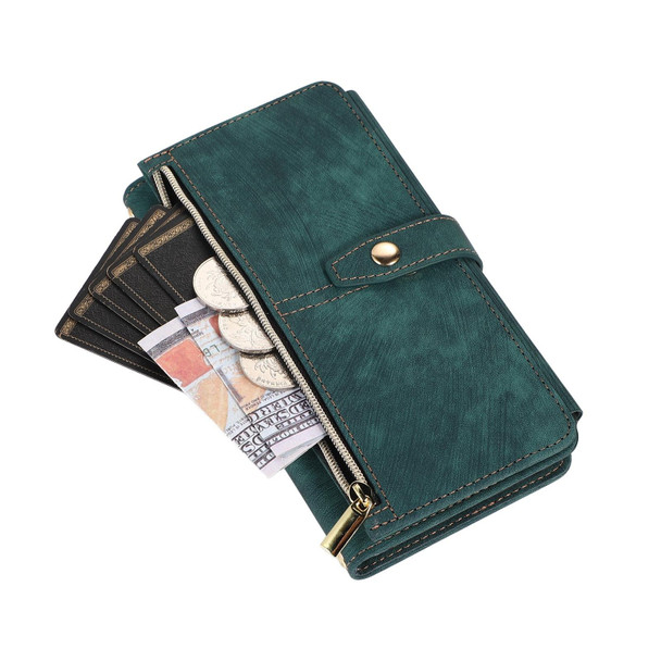 For Samsung Galaxy A52 4G / 5G Dream 9-Card Wallet Zipper Bag Leatherette Phone Case(Green)