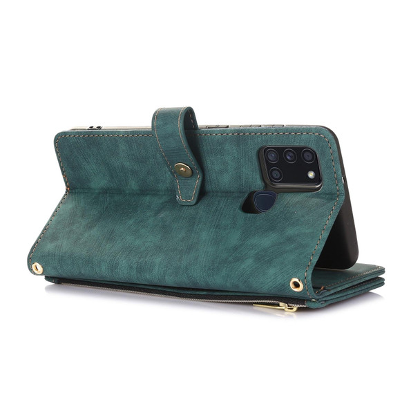 For Samsung Galaxy A21s Dream 9-Card Wallet Zipper Bag Leatherette Phone Case(Green)