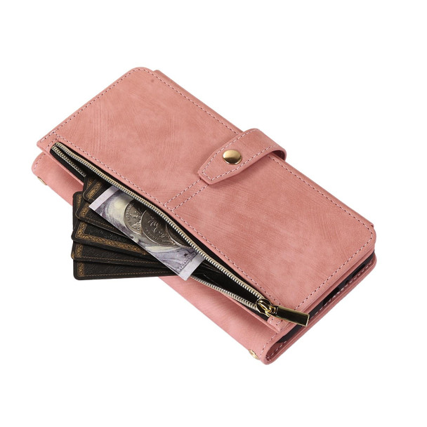 For Samsung Galaxy A21s Dream 9-Card Wallet Zipper Bag Leatherette Phone Case(Pink)