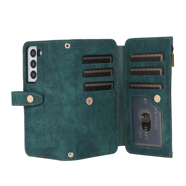 For Samsung Galaxy S22 5G Dream 9-Card Wallet Zipper Bag Leatherette Phone Case(Green)
