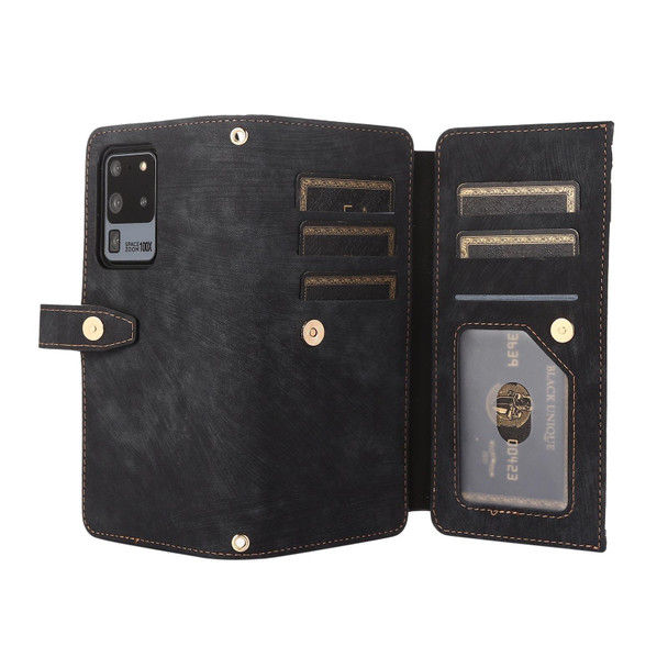 For Samsung Galaxy S20+ Dream 9-Card Wallet Zipper Bag Leatherette Phone Case(Black)