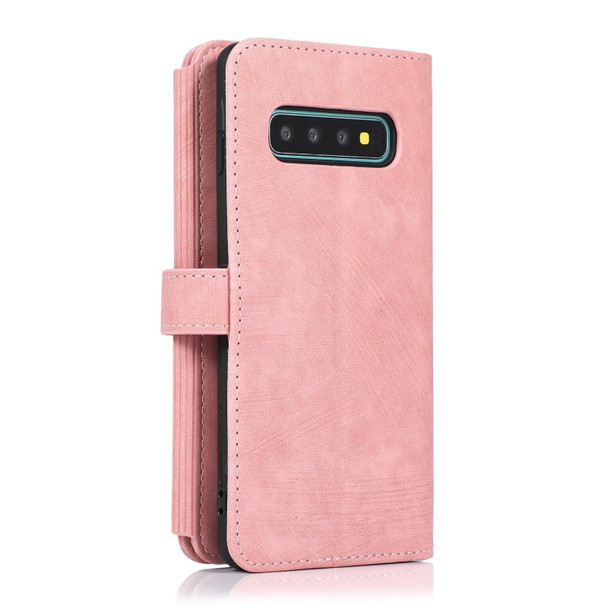 For Samsung Galaxy S10 Dream 9-Card Wallet Zipper Bag Leatherette Phone Case(Pink)
