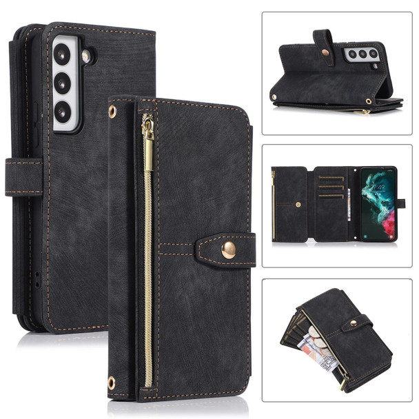 For Samsung Galaxy S22+ 5G Dream 9-Card Wallet Zipper Bag Leatherette Phone Case(Black)