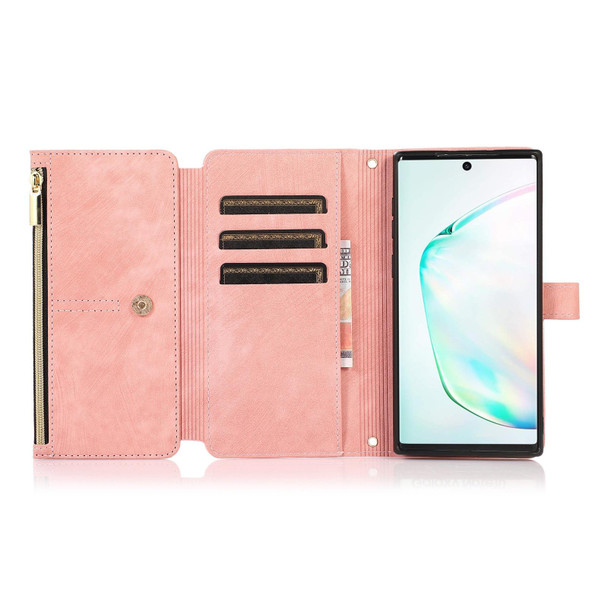 For Samsung Galaxy Note10+ Dream 9-Card Wallet Zipper Bag Leatherette Phone Case(Pink)