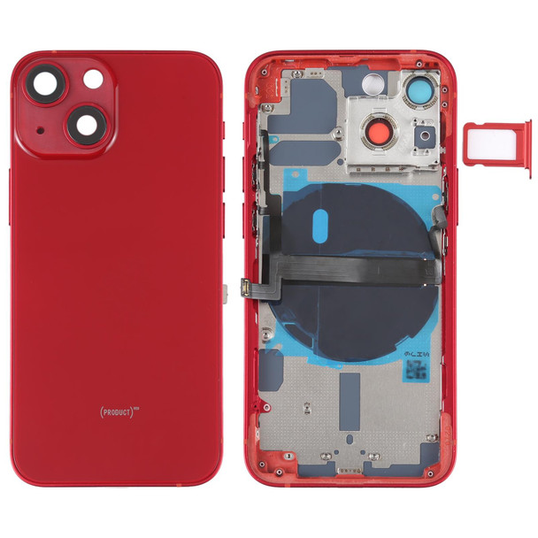 For iPhone 13 mini Battery Back Cover with Side Keys & Card Tray & Power + Volume Flex Cable & Wireless Charging Module(Red)